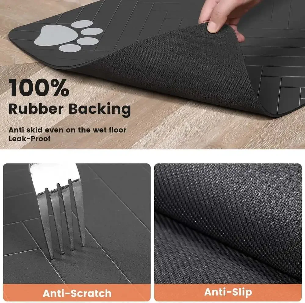 Pet Feeding Mat-Absorbent Pet Placemat for Food and Water Bowl with Waterproof R